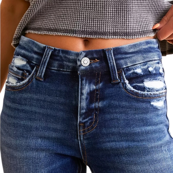 FLYING MONKEY Mid Rise Flare stretch destroyed jeans BY4668R The Buckle sz25x31L - Picture 4 of 15